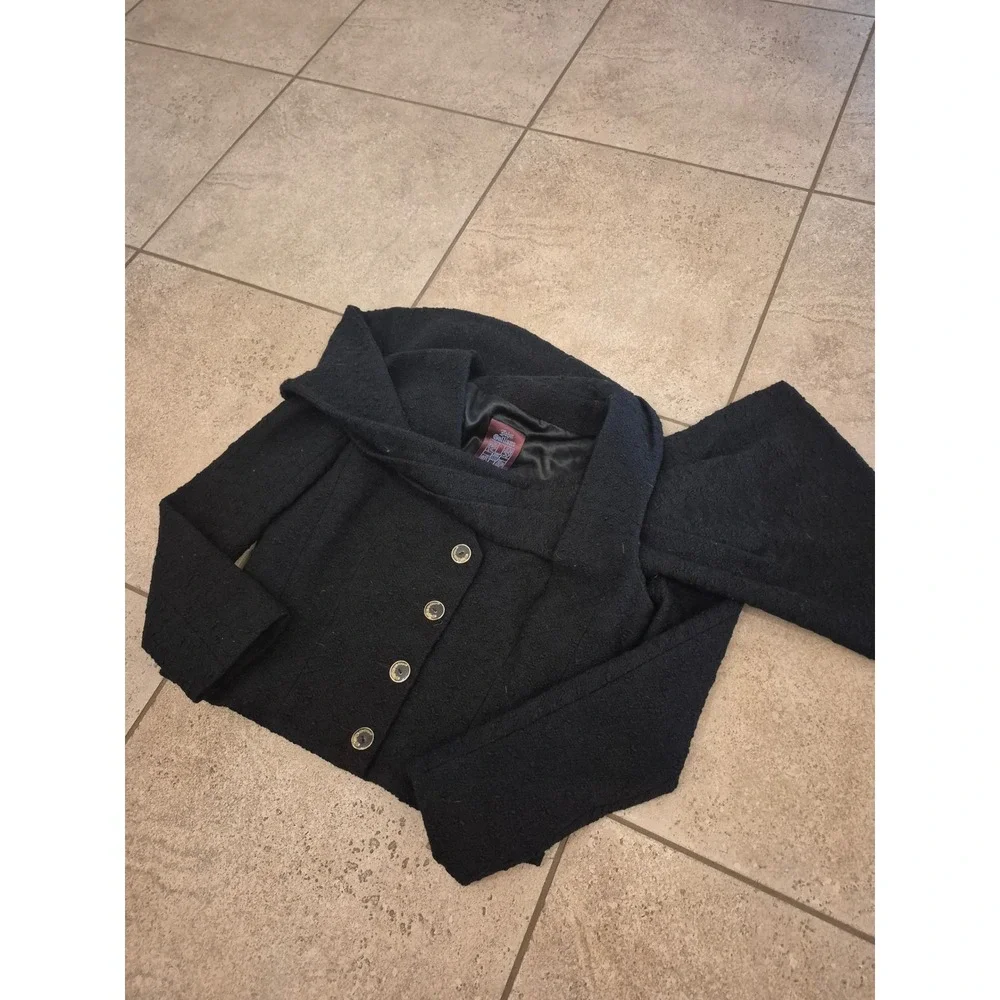 John Galliano Paris Wool Cropped Jacket - Women's - Attached Scarf Collar -
